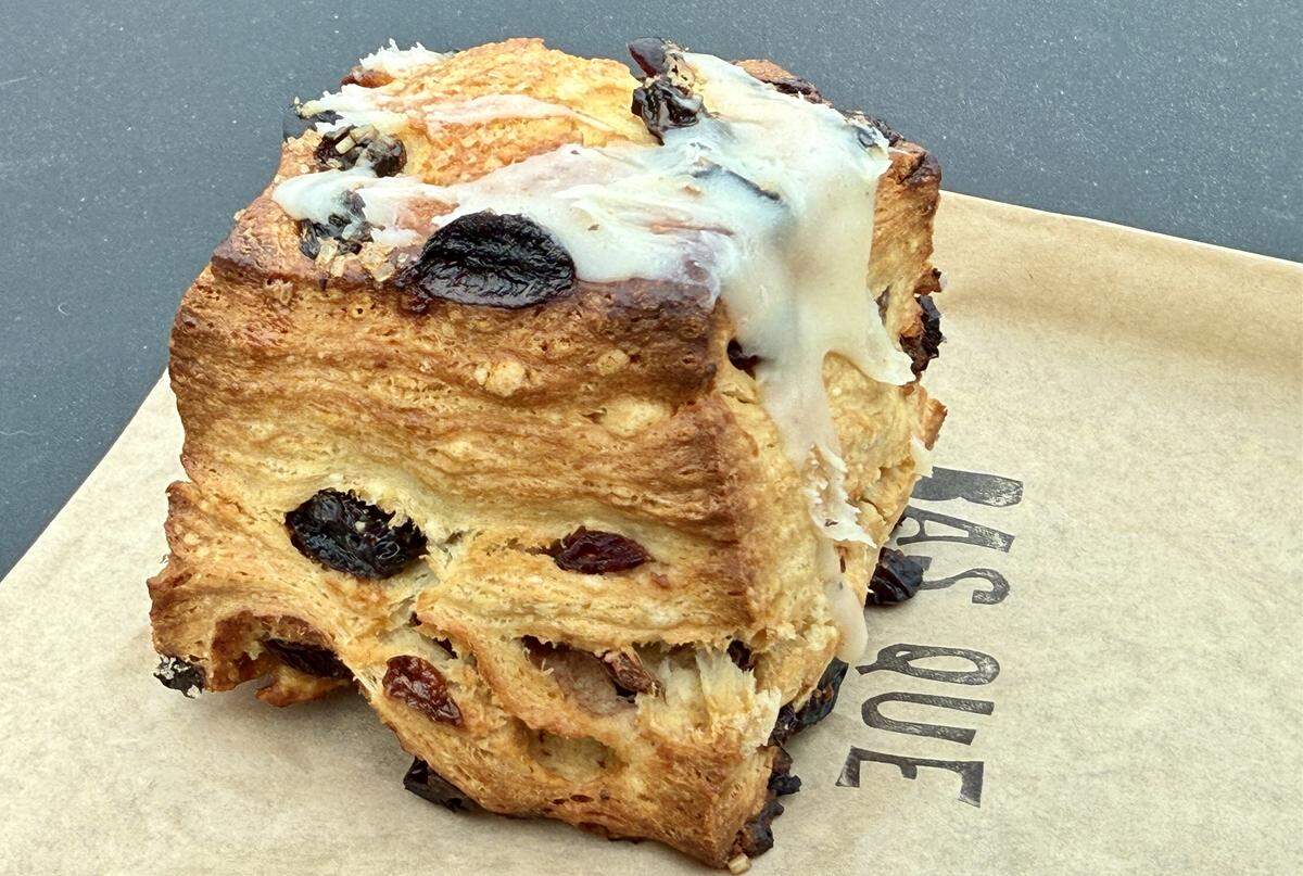 Everything at Bas Que is forged from a house sourdough starter, including this flaky scone.
