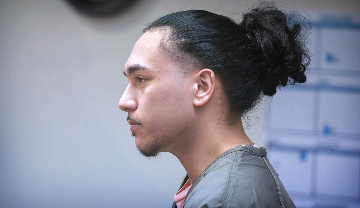 Joseph M. Lizarraga-Ortiz addresses the judge in Pierce County Superior Court in Tacoma, Washington, on Wednesday, Jan. 29, 2025, where he was sentenced following his guilty plea to first-degree murder in the fatal shooting of Wesley Jose Malinero Dominguez in 2023.