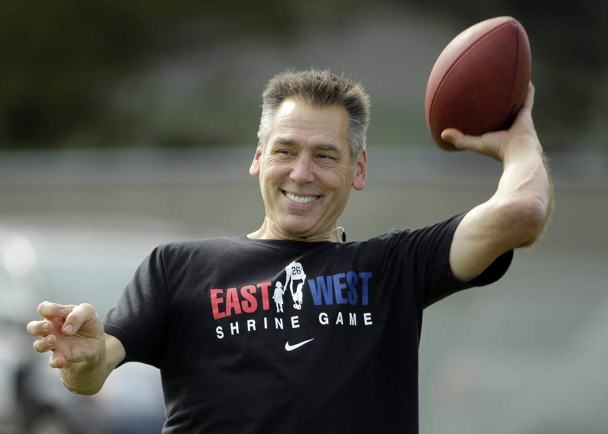 West head coach Jim Zorn during practice for the East-West Shrine college football game in 2015 in Florida.