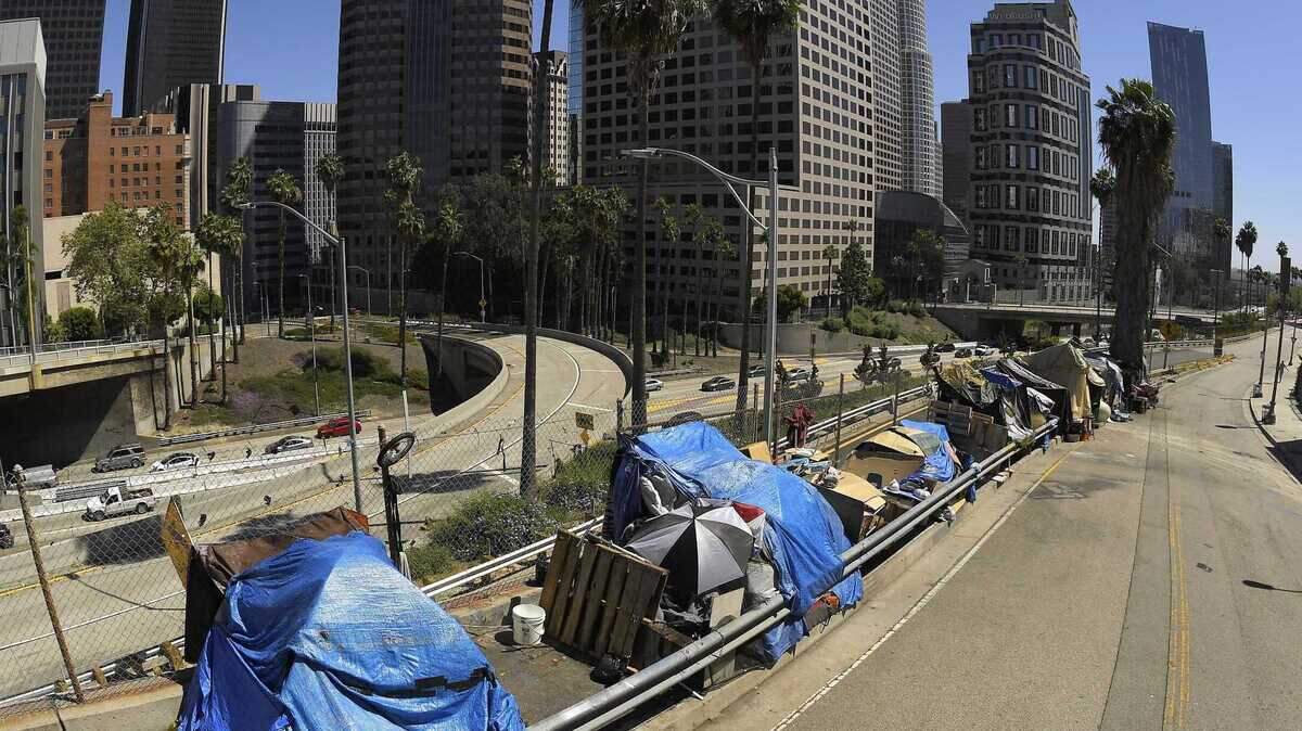 A homeless encampment in downtown Los Angeles.