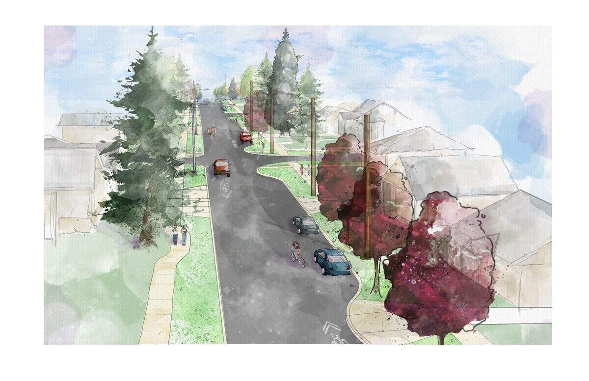 This rendering shows the on-street parking included in the Fifth Avenue Northwest Improvement Plan, which costs $6.12 million. Construction is expected to start in May or June and last eight months.