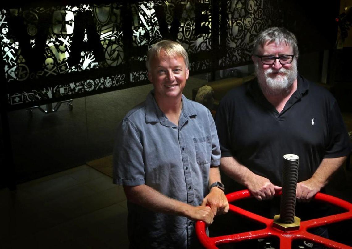 Gabe Newell, right, is the 109th richest person in the U.S. in 2025, per Forbes.