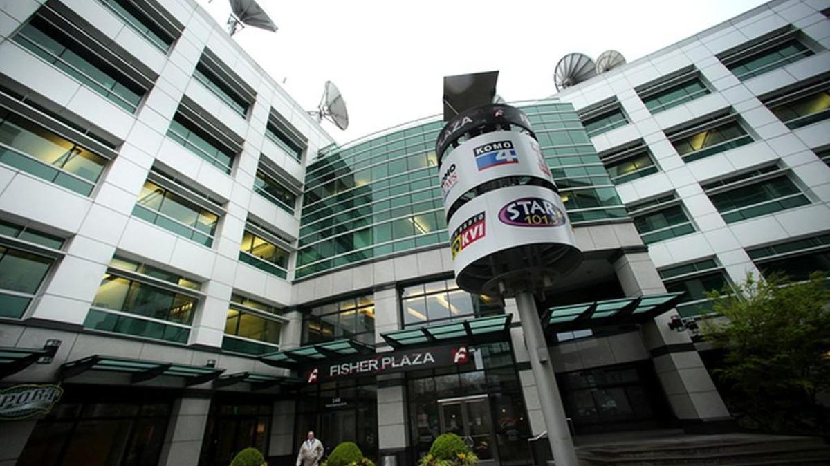 Fisher Plaza where KOMO TV and radio reside, in Seattle near the Space Needle.