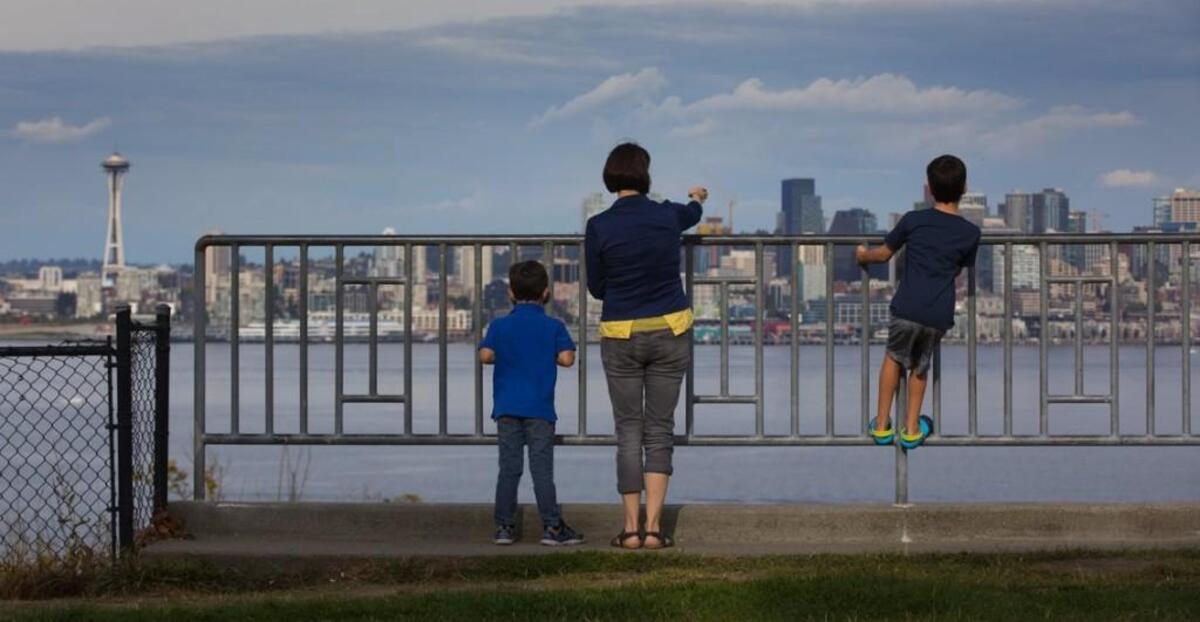 Anna Steffeney, with her sons, is a CEO at a Seattle startup. The state’s new parental leave will take some pressure off finding child care, Steffeney says.