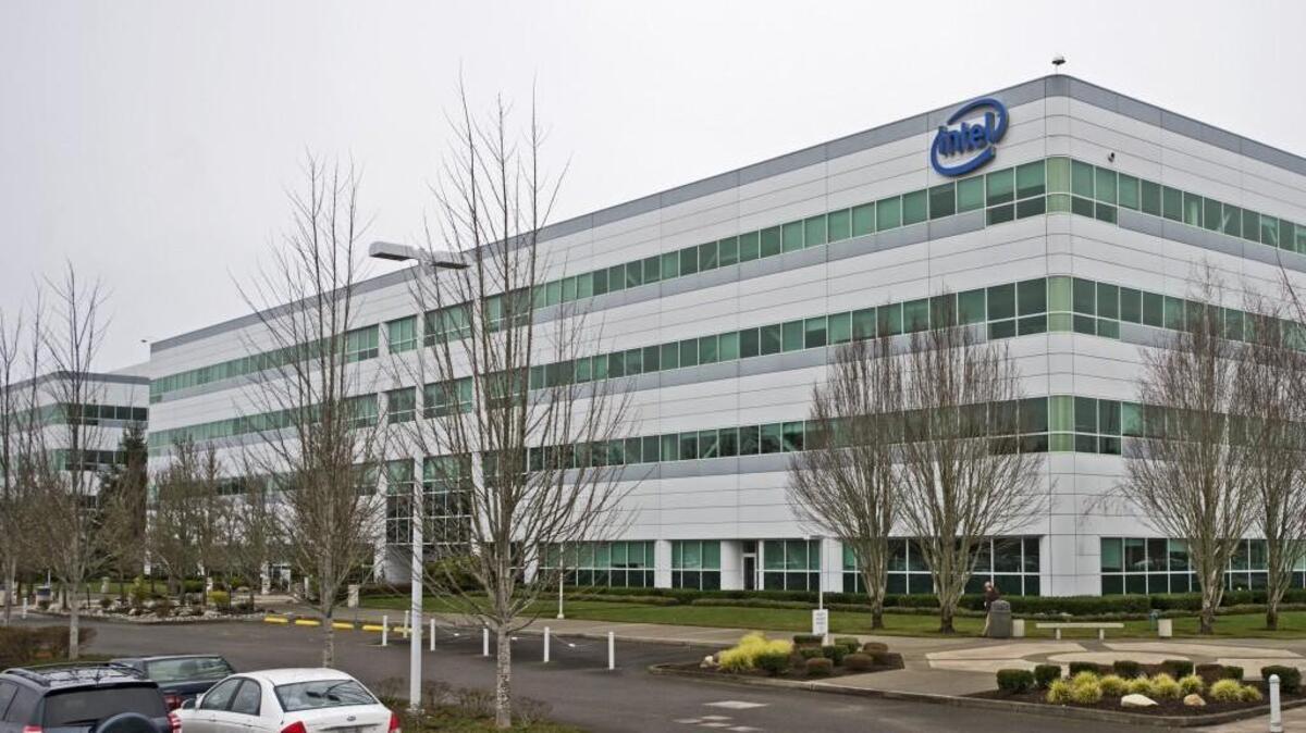 DuPont offices for Intel as seen in 2013. Industrial Redevelopment LLC plans to demolish the two office buildings and approximately 2,200 parking spots on the site. It will rebuild the 93-acre site with three warehouse distribution buildings and 263 truck trailer.