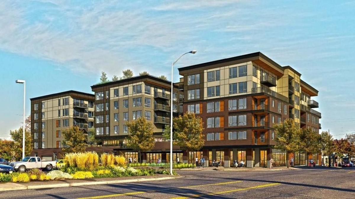 A rendering of Madison25, a 141-unit apartment complex slated for construction in Tacoma’s Proctor District. Demolition of a dozen buildings on the site across from the Metropolitan Market is slated for April.