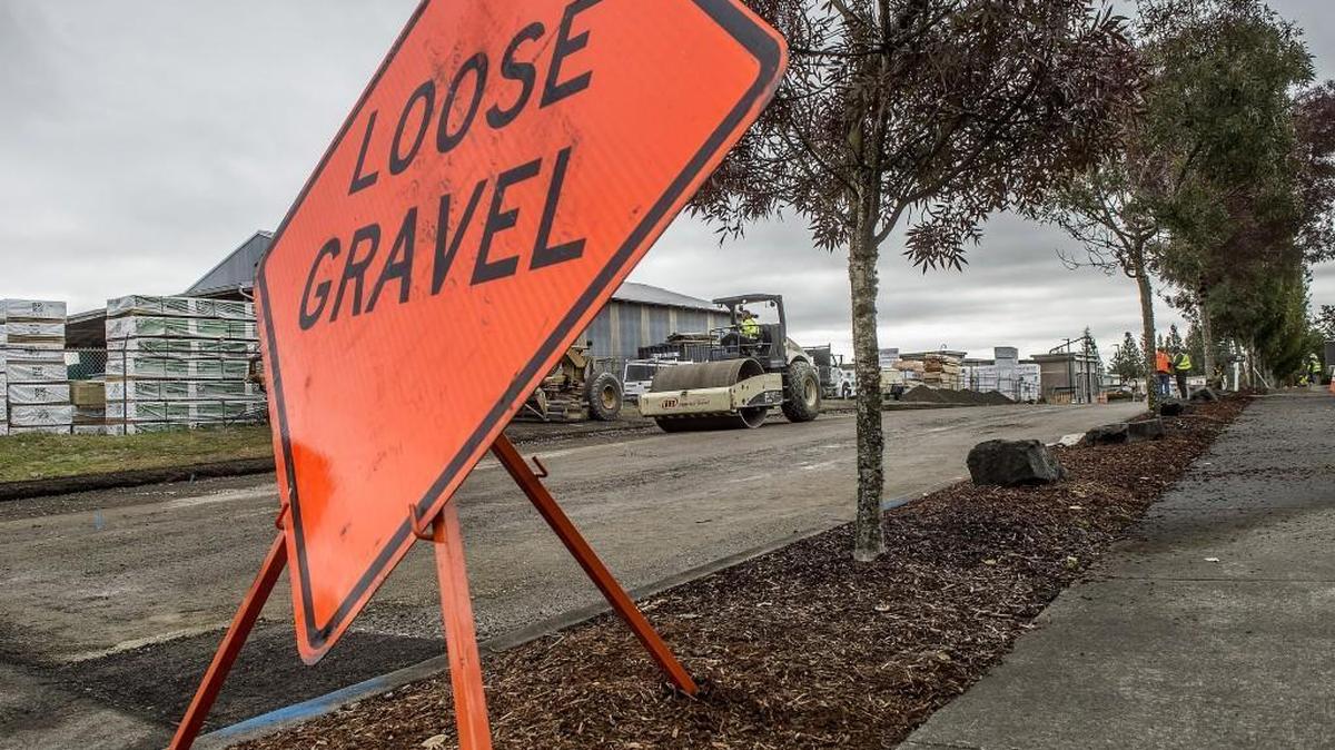 Work continued Tuesday, Oct. 10, 2017, on 32nd Avenue Northwest in Gig Harbor as part of the final phase in traffic mitigation work behind the new Olympic Towne Center, soon to be the new home for Fred Meyer. The City Council is proposing a sales-tax increase to help pay for street improvements.
