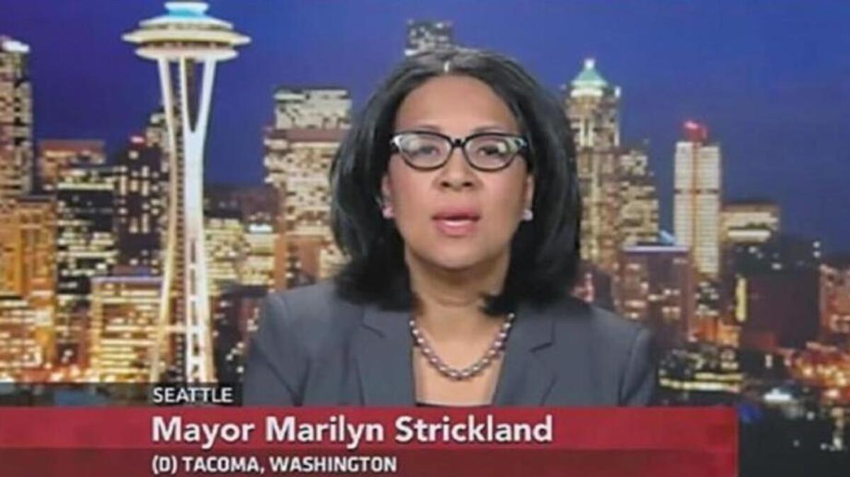 Yes, that's former Tacoma Mayor Marilyn Strickland on the “PBS NewsHour” broadcast after the 2014 State of the Union address. No, they didn’t move the Space Needle to Tacoma, but it often feels like the City of Destiny will forever live in the shadow of the big town to the north.