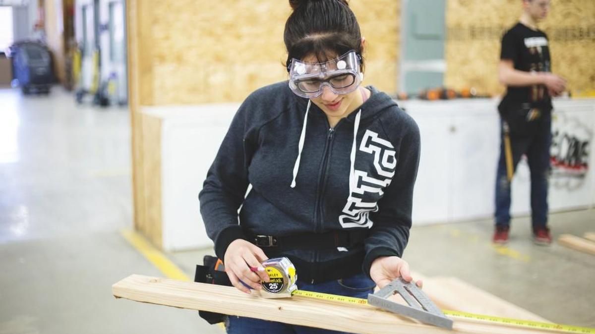 Katrina Tavita hopes to continue with her training and education after completing the Tacoma Goodwill YouthBuild program. The construction skills she’s learning are in high demand in the labor force.