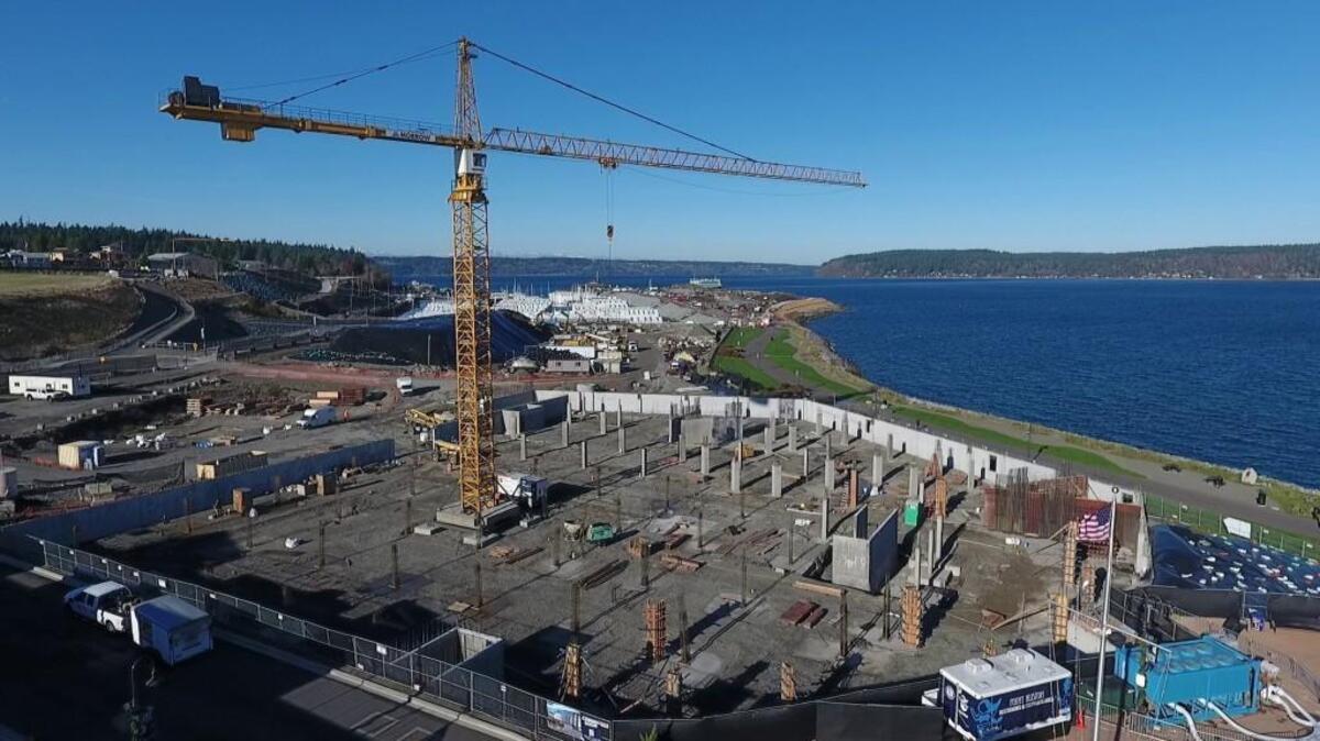 A view of the construction site for the Silver Cloud hotel at Point Ruston. It could open in early 2020.