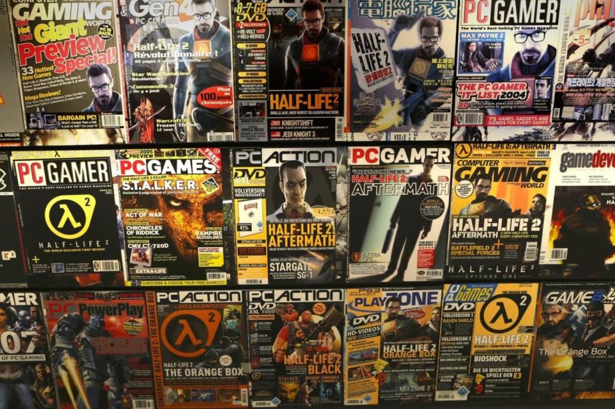 In Valve’s lobby there is a display of some of the magazines that carried articles about the company and its games.