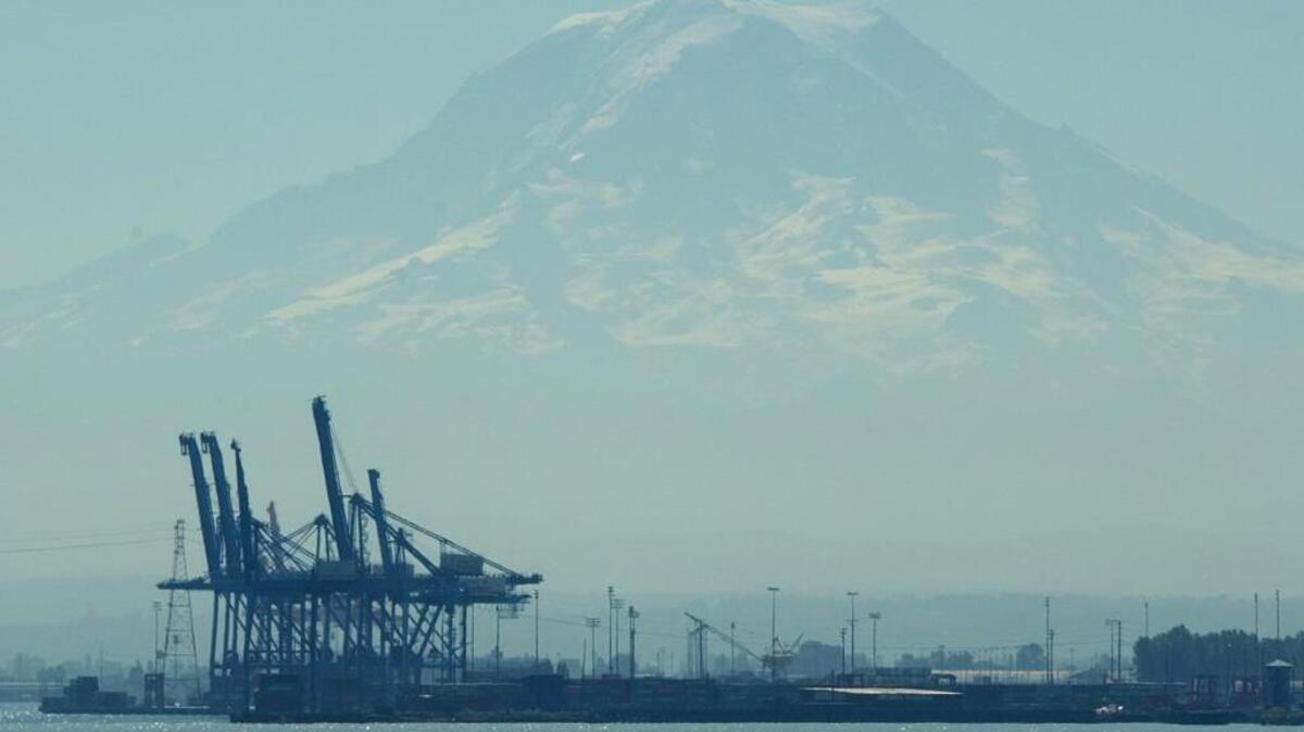 Port of Tacoma as seen from Commencement Bay. The port is offering bus tours through May.