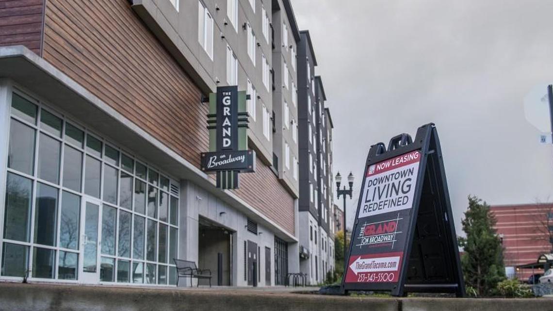 The Grand on Broadway, a new apartment building in Tacoma, January 30, 2018. Rents across Tacoma and Pierce County increased at a rapid rate in 2017, according to multiple reporting agencies.