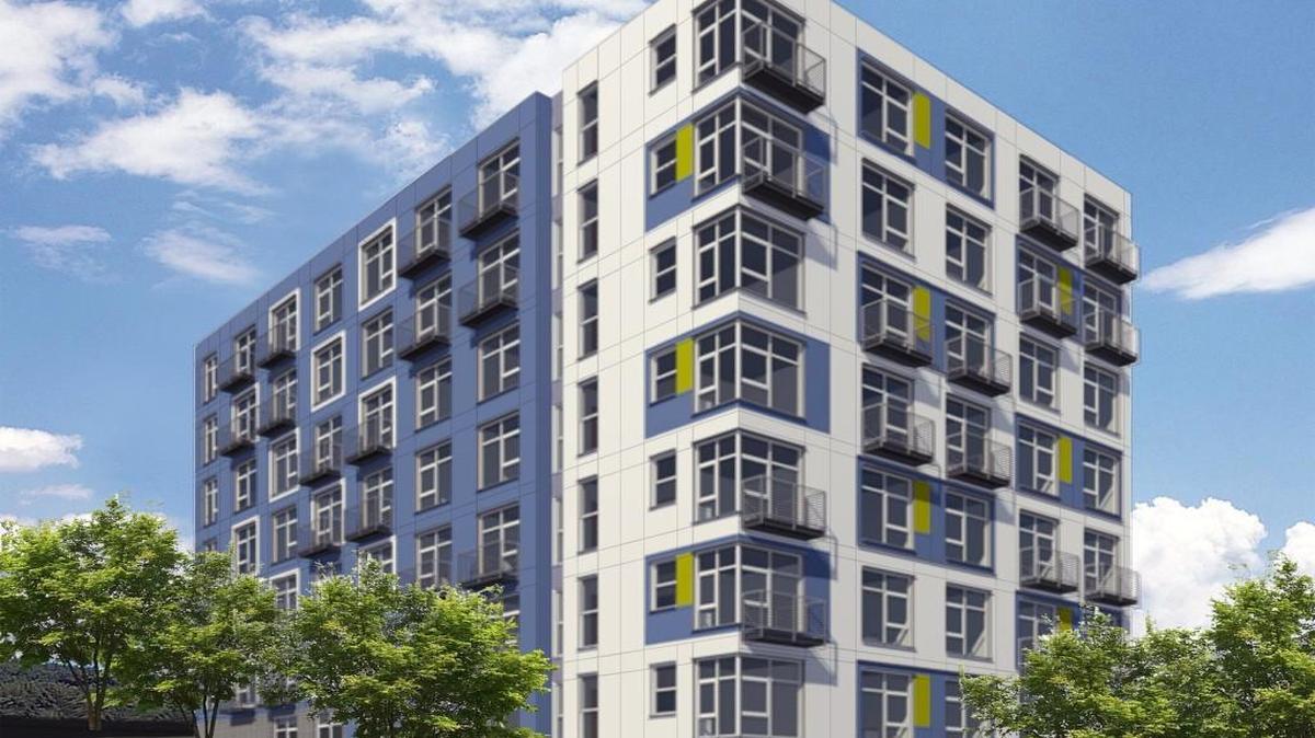 A rendering of the proposed South 17th and Market street development, which will feature 104 apartments between 250 and 400 square feet.