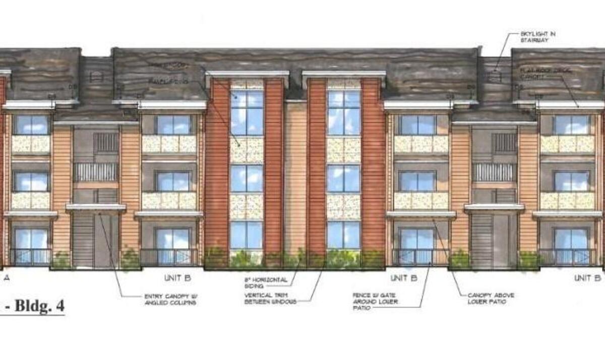 A rendering of one of six apartment building near Highway 16 and Orchard Street that will have 120 units upon completion in 2017.