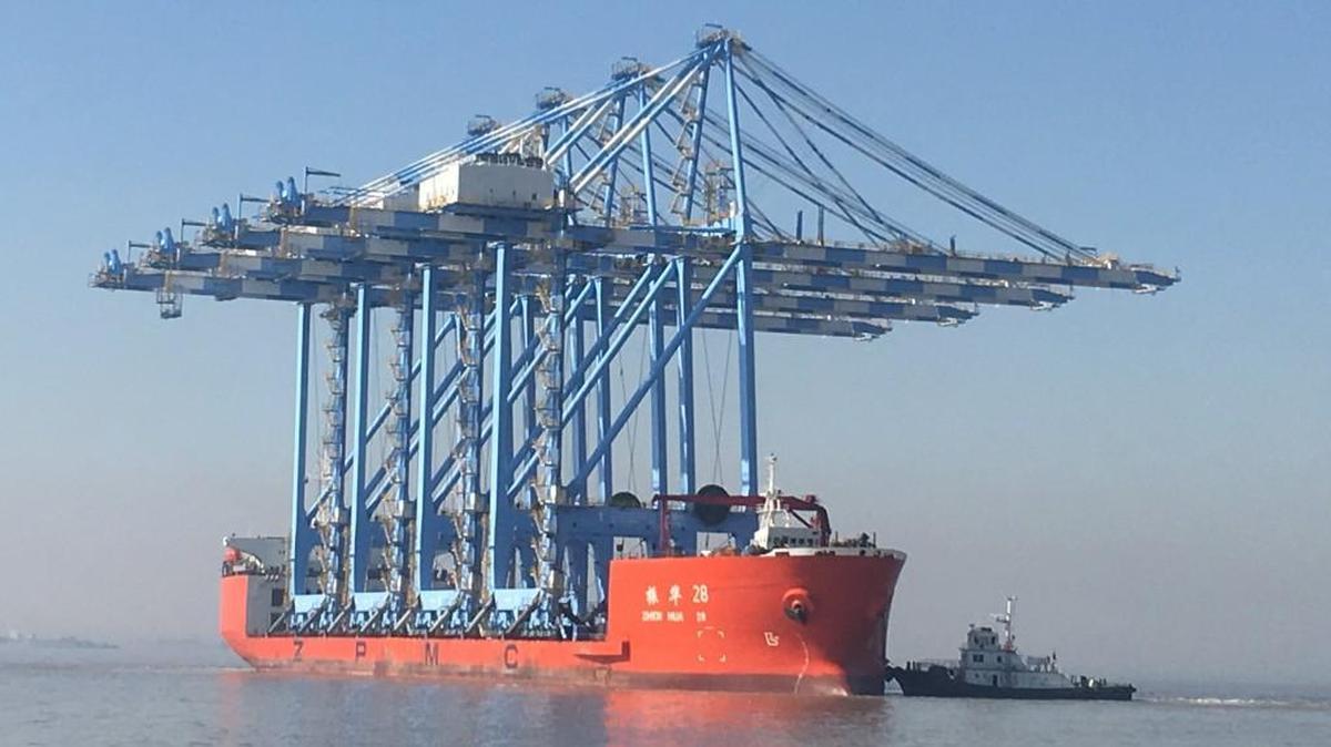 Cranes commissioned by the Northwest Seaport Alliance leave China bound for the Tacoma Tideflats in 2018.