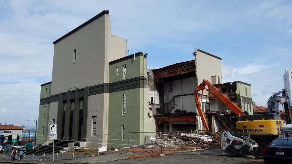 The Scottish Rite Temple at 5 S. G St. under demolition. Constructed in 1922, the building’s style was to “follow closely the ancient architecture of King Solomon.”