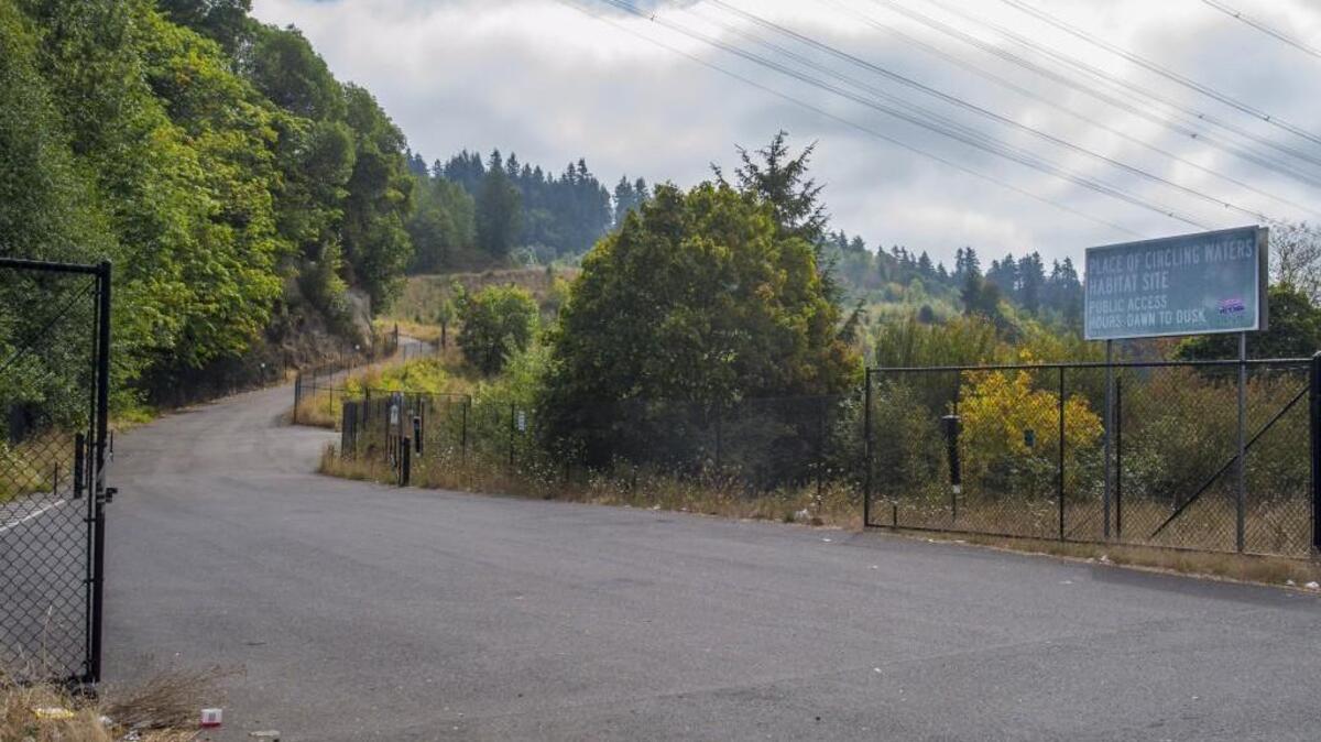 The entrance on Marine View Drive of Place of Circling Waters, a property next to Hylebos Creek that is being reclaimed from industrial uses by the Port of Tacoma. Officials with the Puyallup Tribe of Indians selected the site’s Twulshootseed name, according to the Port of Tacoma.
