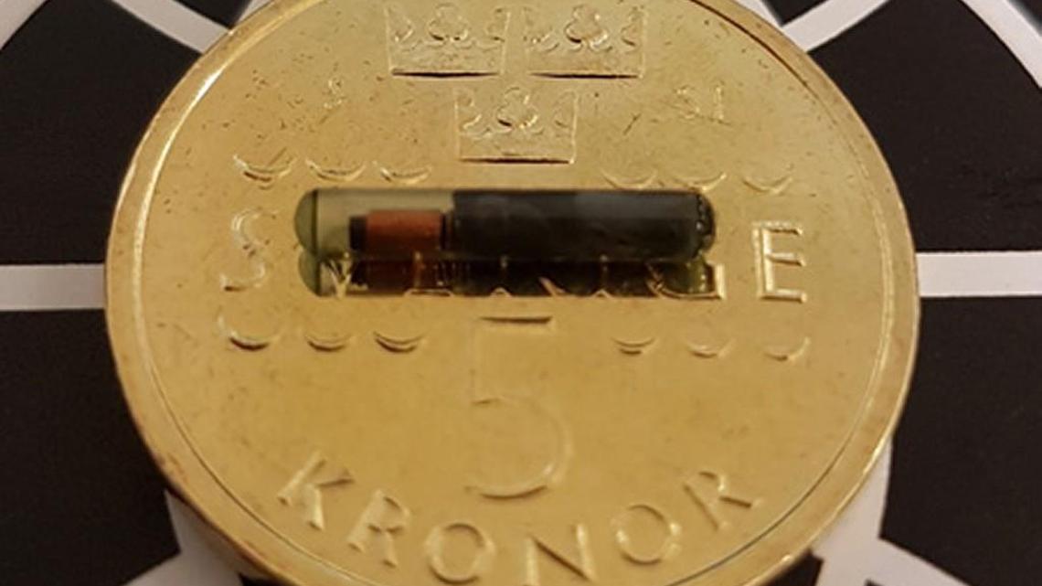 Wisconsin company 32M plans to be the first in the U.S. to put an RFID chip like this one in employees.