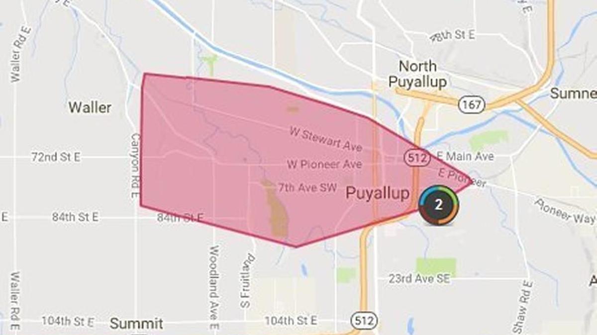 A power outage Wednesday affects more than 5,800 Puget Sound Energy customers in Puyallup.