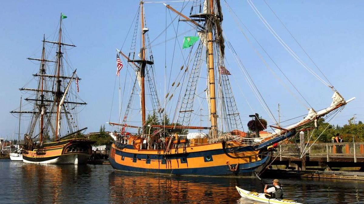 The tall ship Lady Washington ran aground on a sandbar in Sequim Bay Monday. A high tide refloated her. Launched in 1989, Lady Washington has appeared in several movies and TV shows, including “Pirates of the Caribbean.”