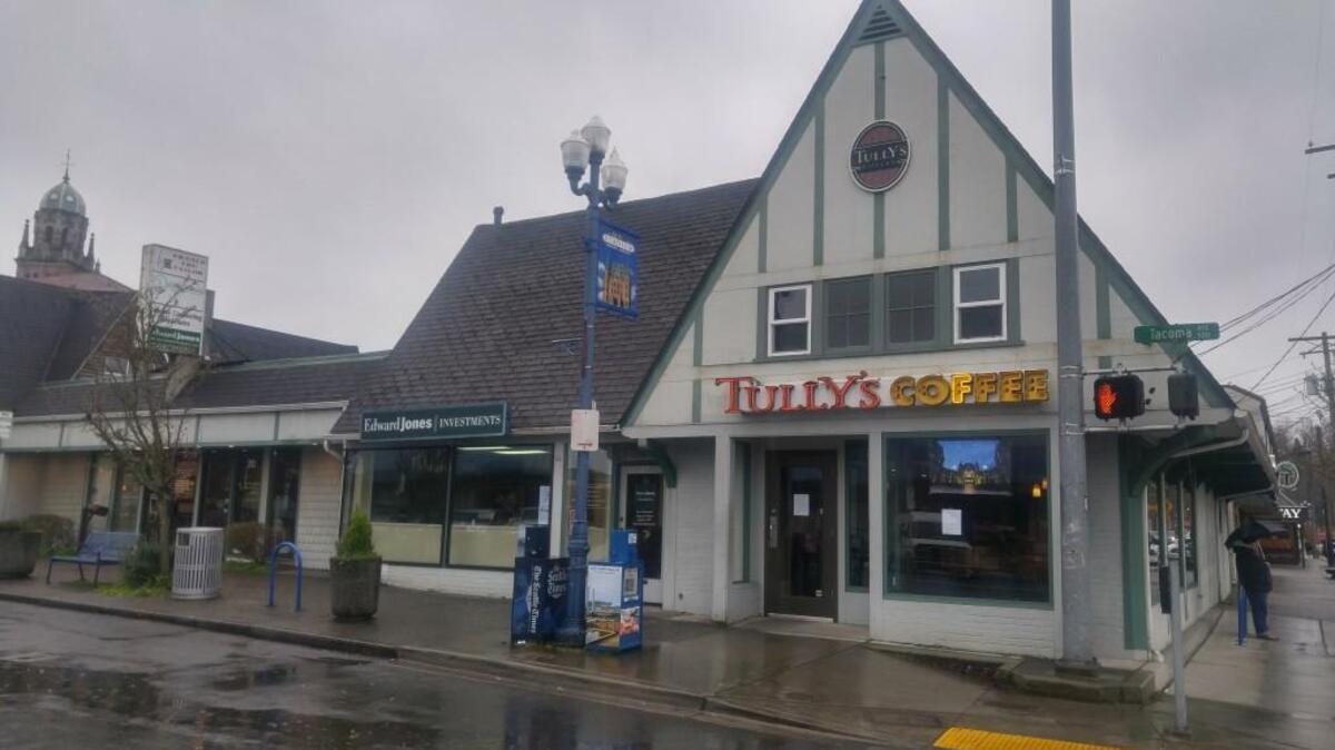 The Tully’s Coffee Stadium location closed Feb. 28 and a sign posted on the door on Thursday alerted passers by that the coffee equipment was for sale.