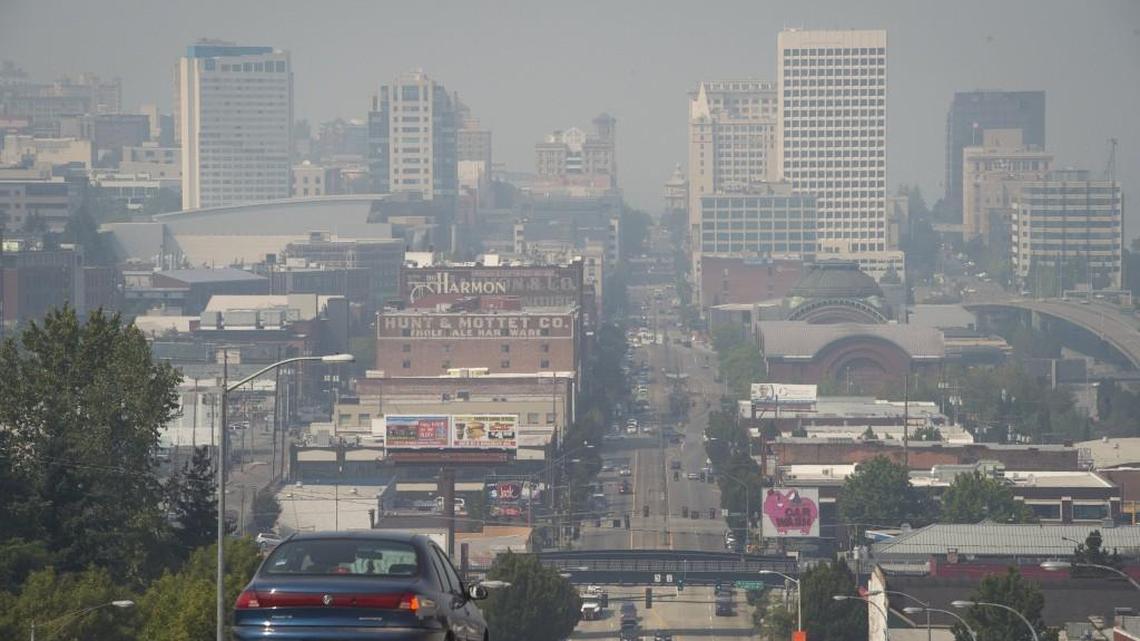 Smoke and ash from the Norse Peak Fire created a haze in Tacoma and throughout the South Sound.