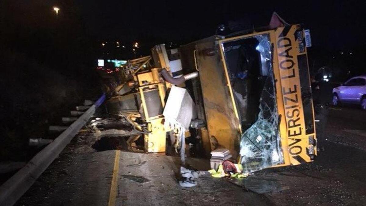 The Washington State Patrol has closed northbound lanes of Interstate 5 to remove a crane that rolled over.