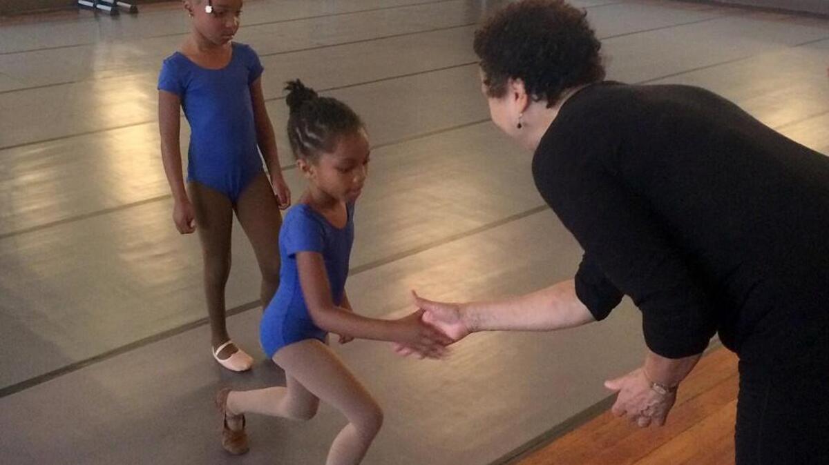 A dance student thanks Virginia Johnson, artist director of Dance Theatre of Harlem, after Johnson taught a class at TUPAC (Tacoma Urban Performing Arts Center) on July 11, 2017.