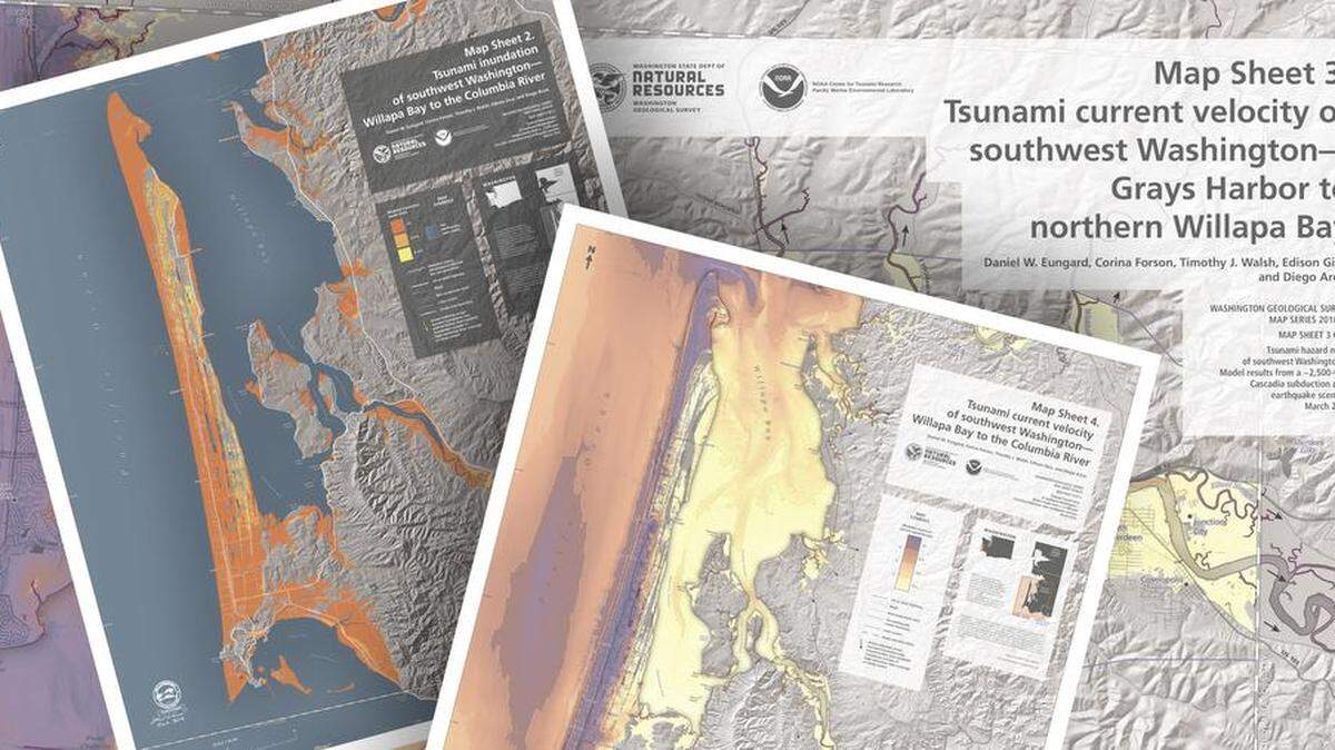 A newly published Southwest Washington Tsunami Inundation Hazard Map produced by the Washington Geological Survey estimates that if a 9.0 earthquake were to strike the Washington coast, residents would have 15 to 20 minutes to prepare for a 60-foot-tall wave to hit Long Beach, Westport, Ocean Shores and other coastal communities.