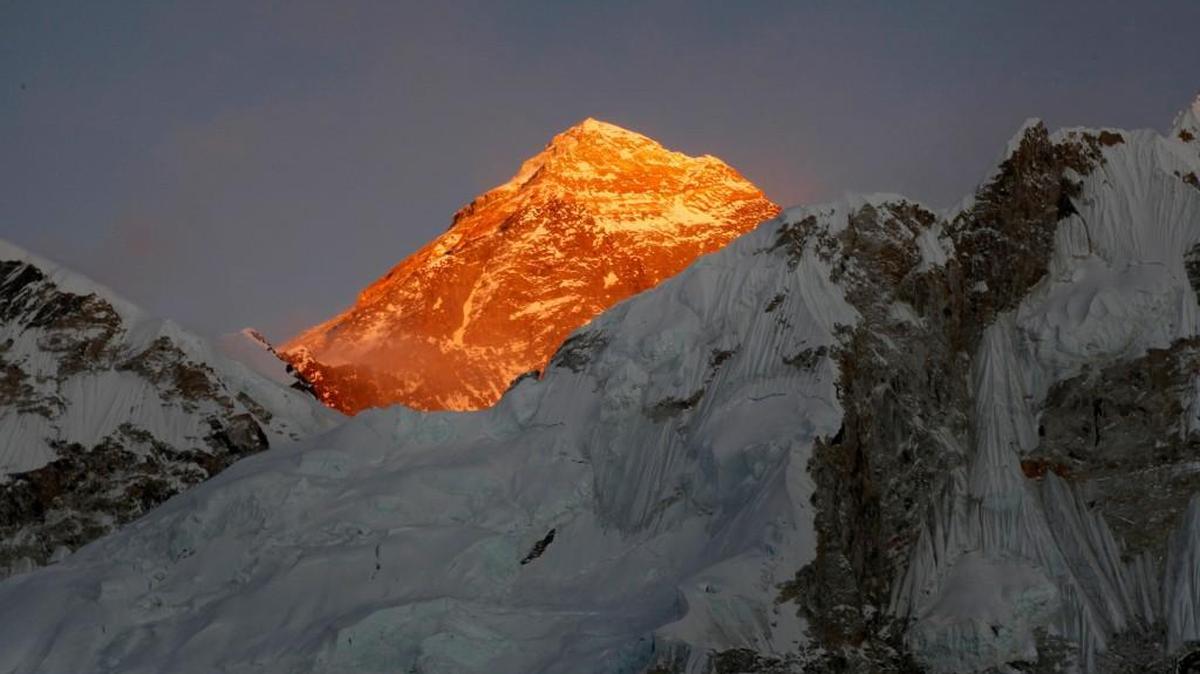 Mt. Everest is seen from the way to Kalapatthar in Nepal. An American was one of three Mount Everest climbers who died, and a fourth was missing, Sunday as storms and high winds closed fleeting windows of good weather.