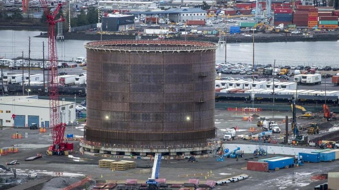 The liquefied natural gas plant under construction by Puget Sound Energy in Tacoma, January 30, 2018.