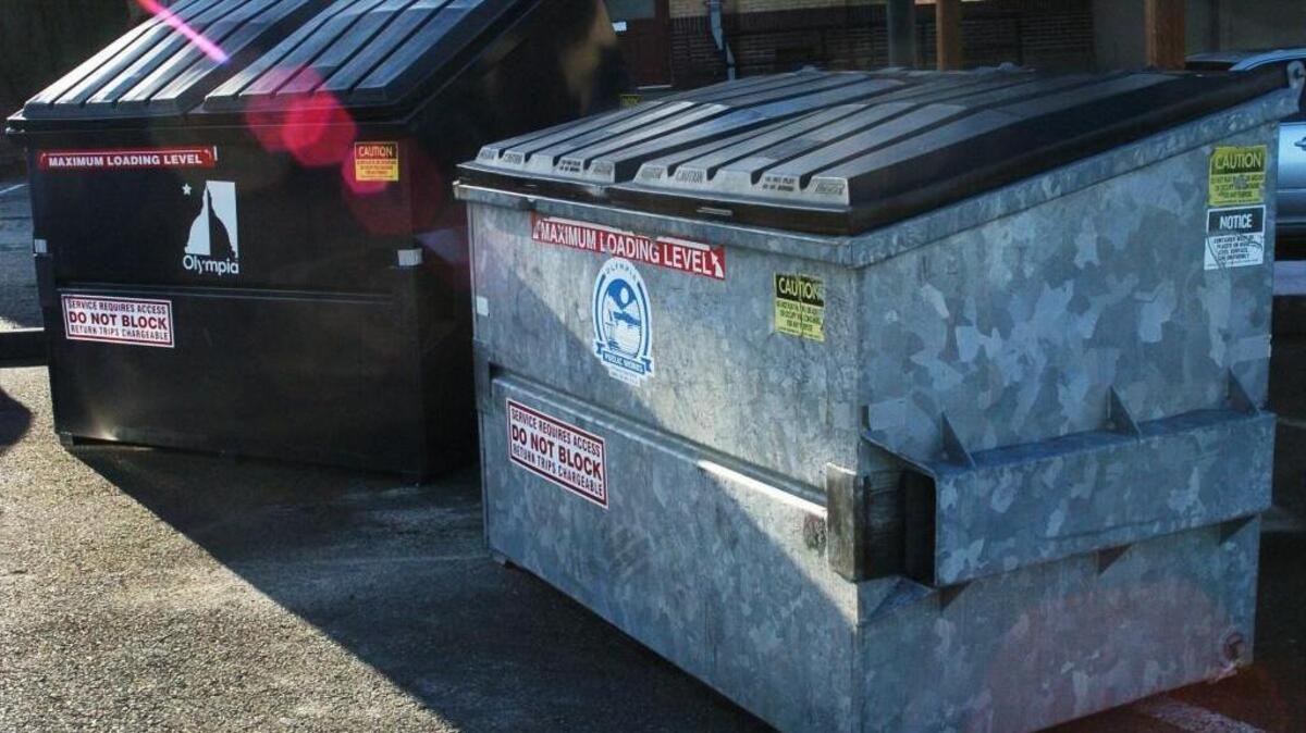 
City officials say a man was inside a Dumpster Oct. 9 near Franklin Street and Legion Way in downtown Olympia when he ended up inside a garbage truck. The man suffered minor injuries, according to the city.
