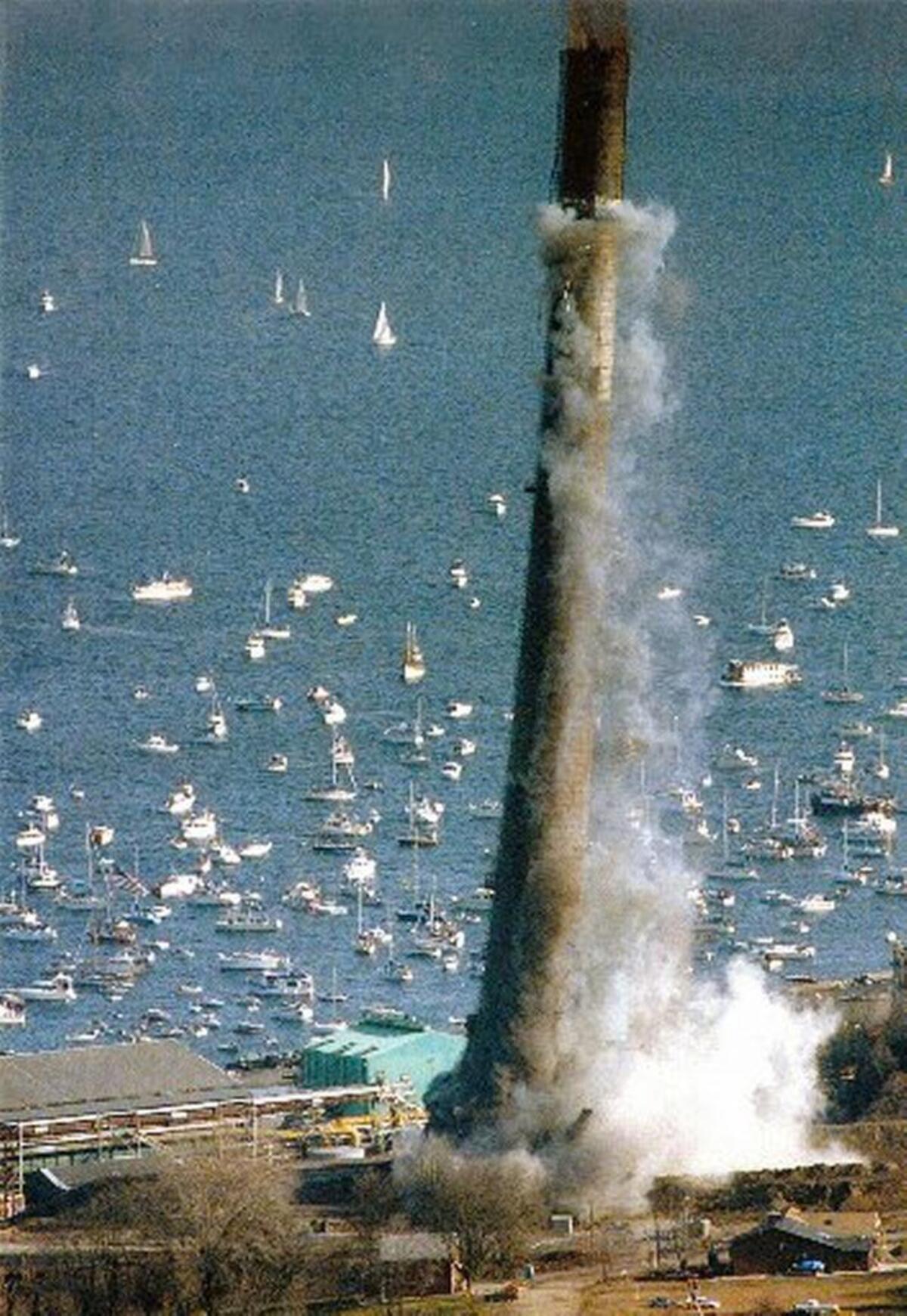 The Asarco smelter and its iconic smokestack, seen here being destroyed in 1993, spewed pollution across the South Sound for decades.