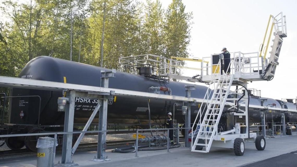 Someone caused oil cars like this one photographed in 2016 to derail on the Tacoma Tideflats on Tuesday. No oil spilled, police said.