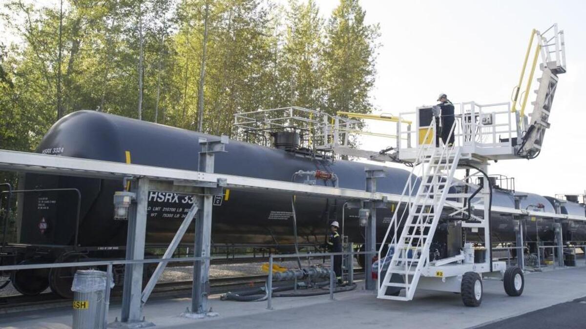 Someone caused oil cars like this one photographed in 2016 to derail on the Tacoma Tideflats on Tuesday. No oil spilled, police said.