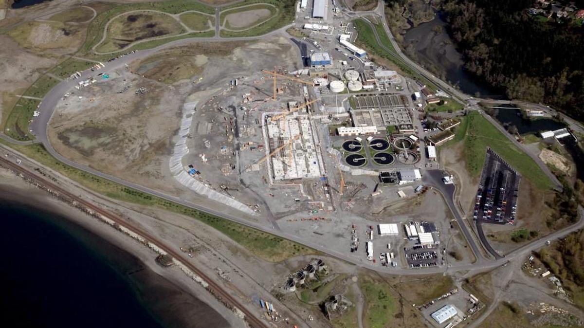 A view of Chambers Creek Wastewater Treatment plant located at the south end of the Chambers Creek Regional Park.