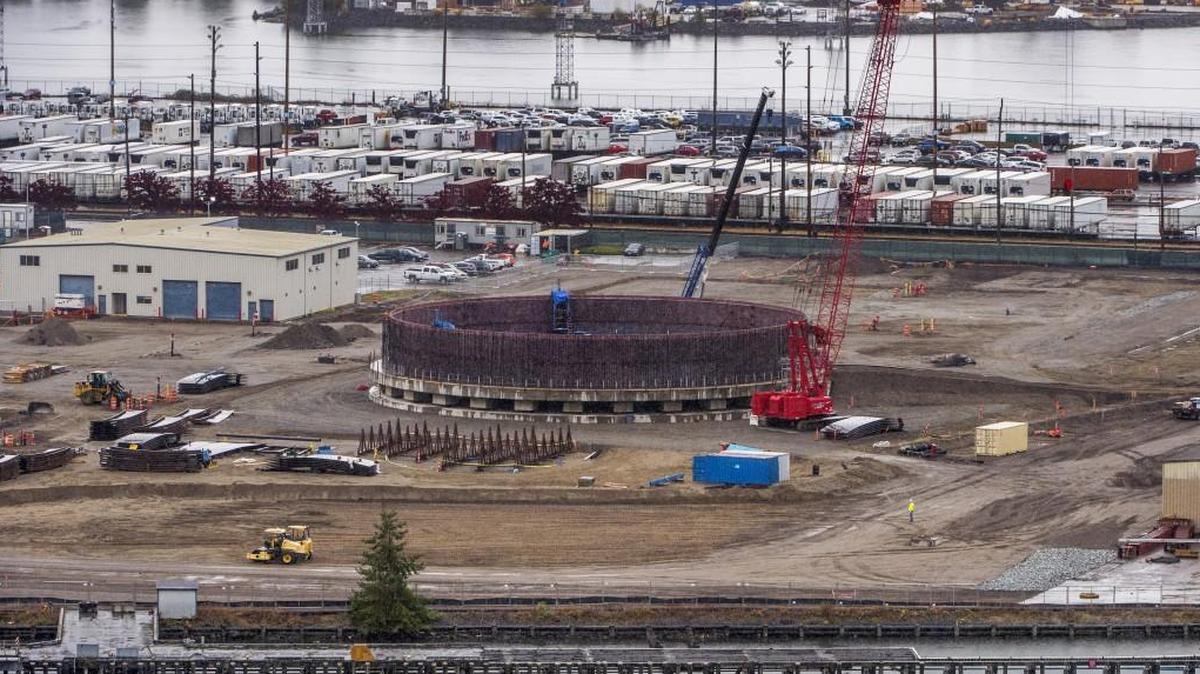 This October 2017 photograph shows the $310 million liquified natural gas plant Puget Sound Energy is constructing on the Tacoma Tideflats.