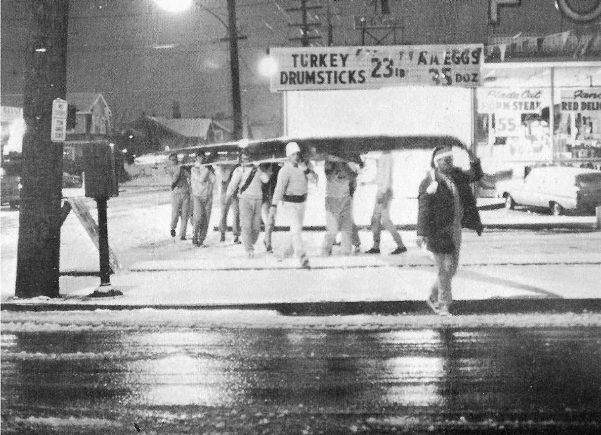 In 1967, the University of Washington gave the Pacific Lutheran University crew team a rowing shell called the Loyal Shoudy. The only catch was the Lutes had to figure out how to get the boat back to their boathouse on American Lake. On a frigid December day, they rowed the boat 43 miles from Seattle to Steilacoom.