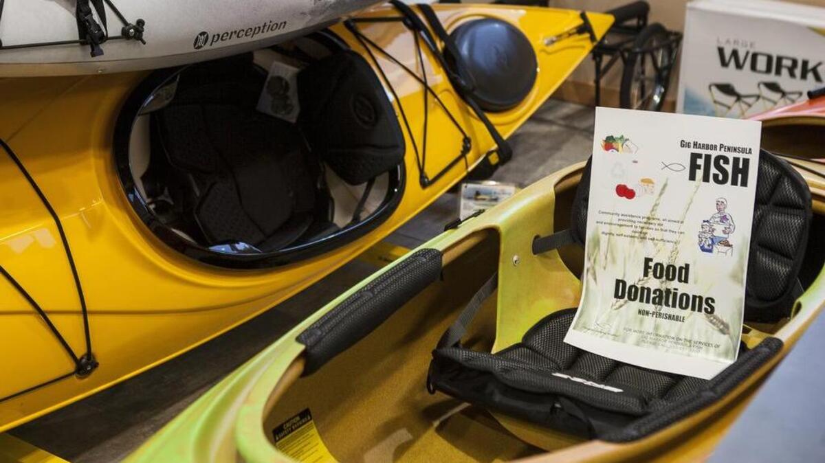 Ship to Shore is looking to fill a kayak with non-perishable food donations to send to the Gig Harbor Peninsula FISH Food Bank.