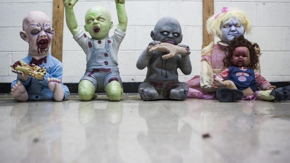 Zombie babies wait to be placed by volunteers inside Paradise Theater’s Haunted House in Gig Harbor.