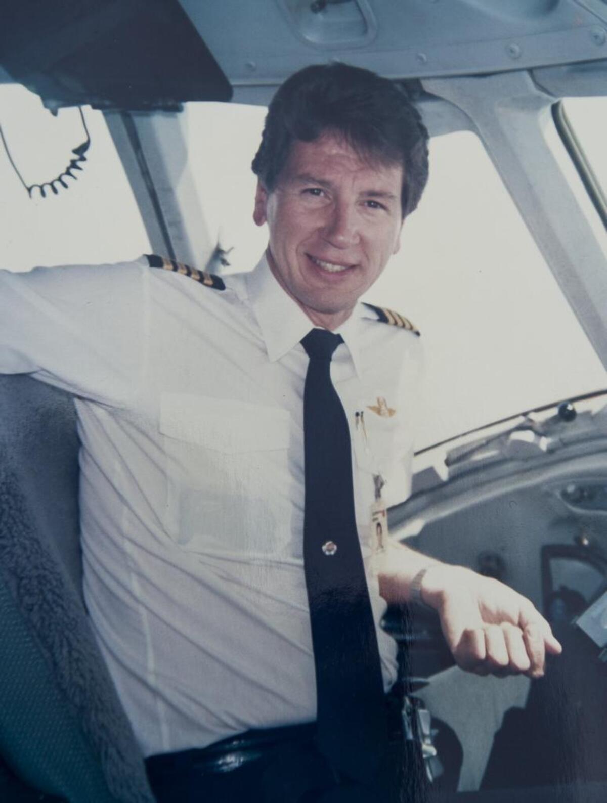 A photograph of Carl Domschke when he was a pilot with Continental Airlines.