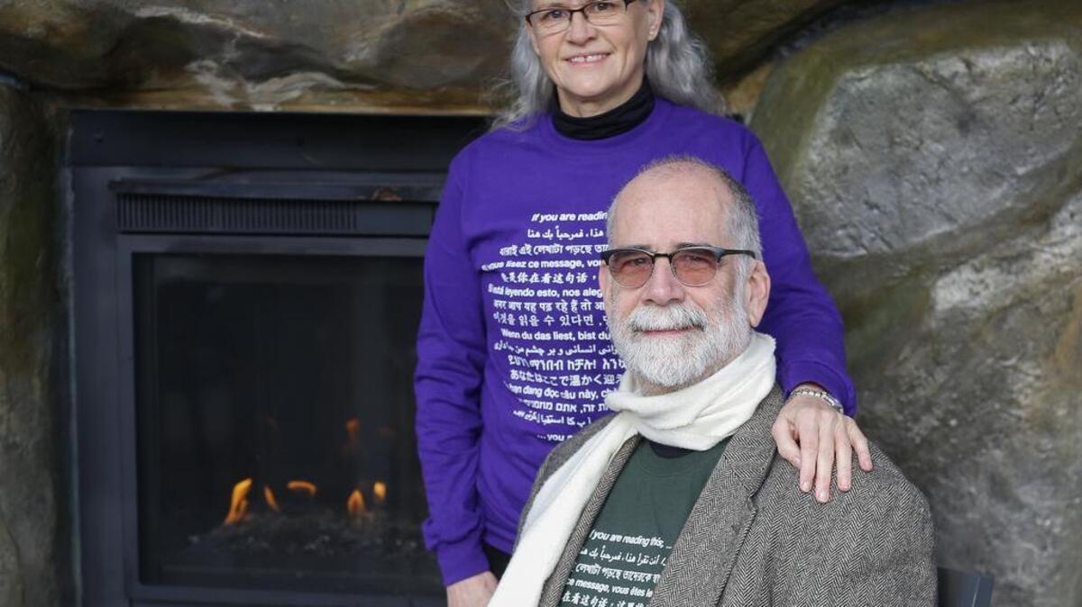 Husband-and-wife team Heidi Steele and Doug Urner, both teachers, designed T-shirts that say “you are welcome here” in 15 different languages. Steele is a teacher with Peninsula School District, and Urner teaches in University Place.