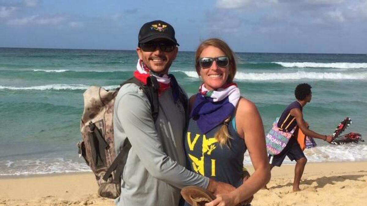 Gig Harbor native Kim Michaelson and her fiancee, Adam Majchrzak, on St. John. The couple hopes to return to St. John for their June wedding.