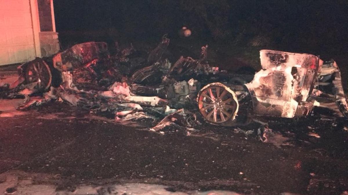 A 2015 Ford pickup burned up after catching fire on Fox Island on the Fourth of July.