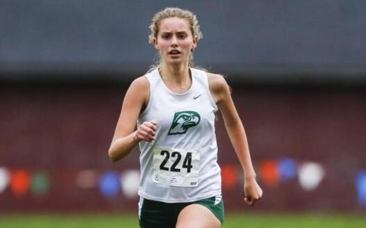 Peninsula’s Ashley Fahey hits the final leg of the SSC 3A cross country championships at Fort Steilacoom Park on Oct. 19.