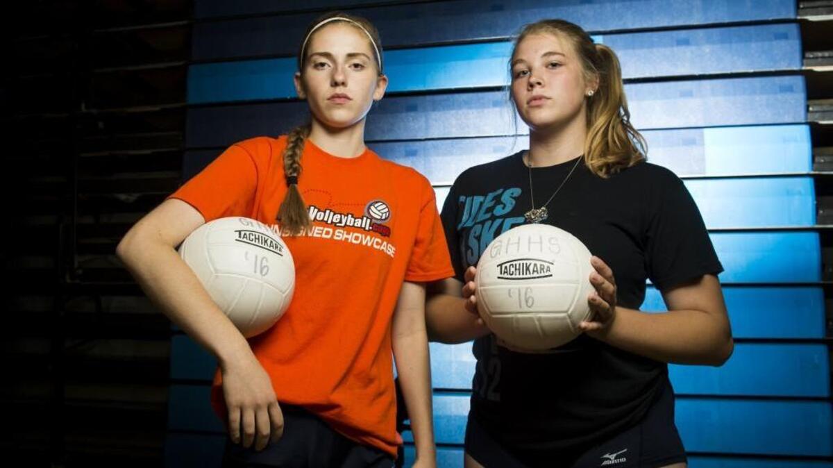 Lauren Hatfield, left, and Hadassah Ward are returning to this year’s Gig Harbor volleyball squad. The Tides took fifth in the Class 3A state tournament last season.