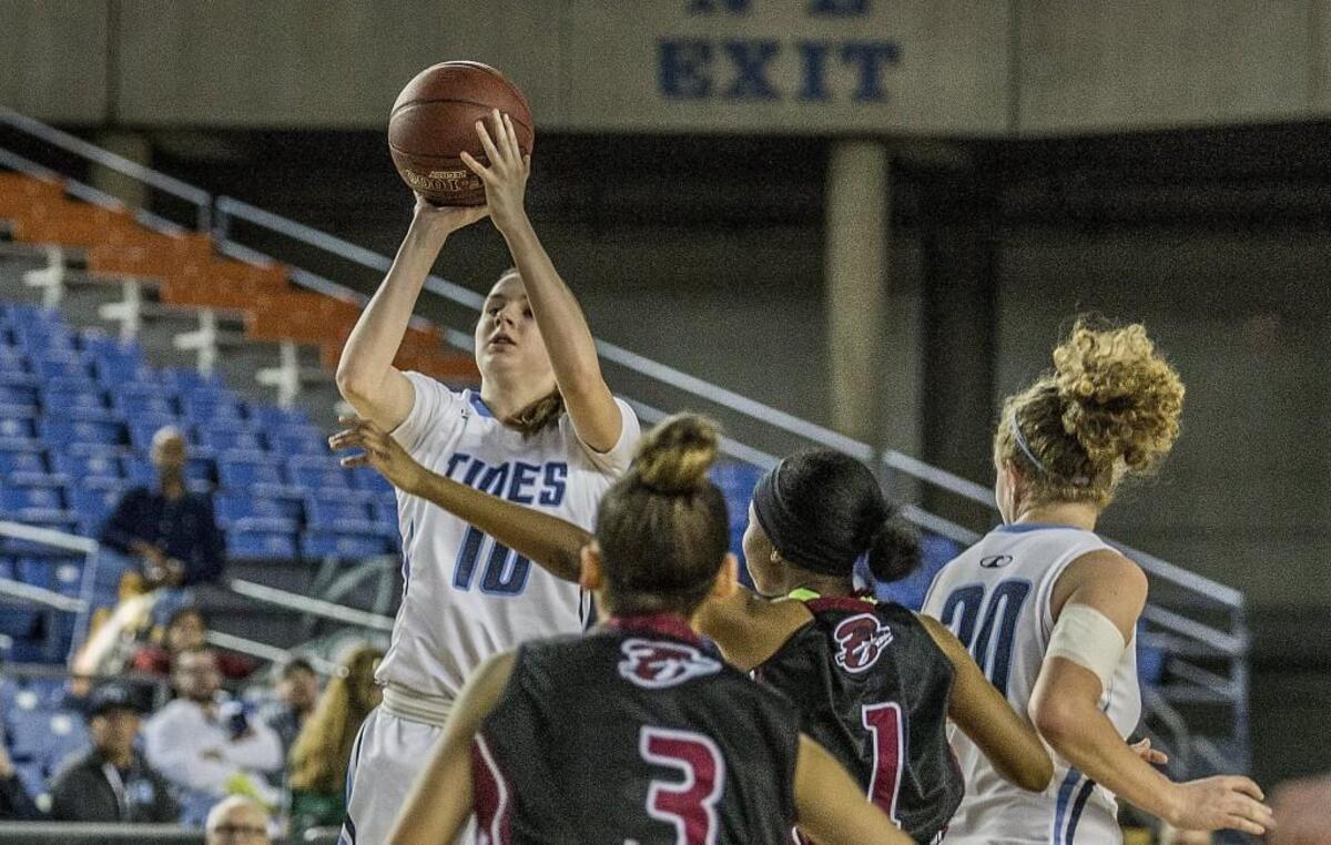 Gig Harbor’s Brynna Maxwell takes a shot during the Gig Harbor vs. Bethel 3A girls quarterfinals.
