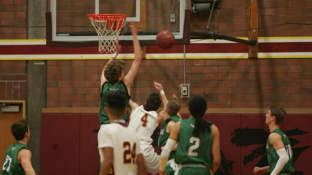 Peninsula’s Kaleb Lichau has been a rim protector for the Seahawks this season as a sophomore.
