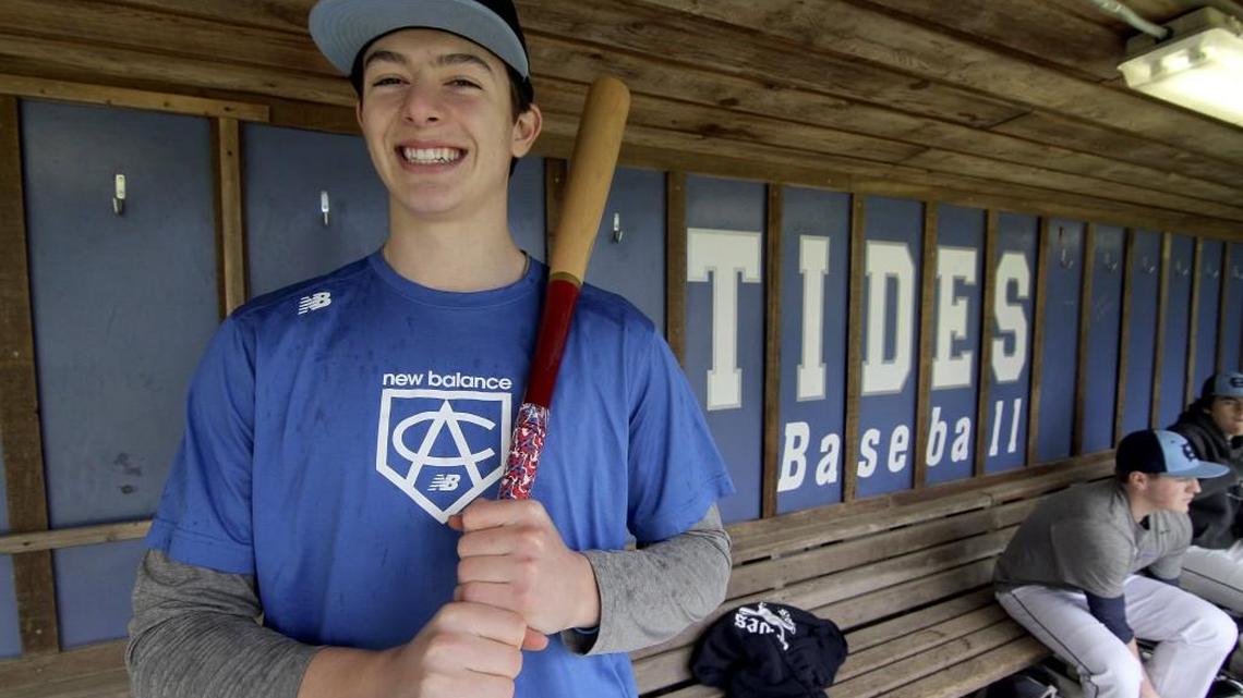 Gig Harbor senior baseball player Mike Toglia is committed to UCLA and is the leader for the Tides, who took third in last year's Class 4A state tournament. Waiting for the rain to lift Monday afternoon at the Tides baseball field dugout, Toglia and his teammates are looking forward to this year’s season.